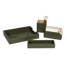 Asby Desk Accessory Set in Forest Full-Grain Leather