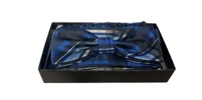 Bow Tie Set (Bow Tie & Pocket Square) Blue Plaid