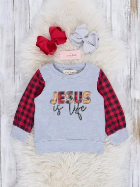 Buffalo Plaid Jesus is Life Shirt