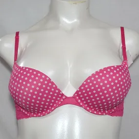 DISCONTINUED Maidenform 7180 One Fabulous Fit Embellished Push Up UW Bra 34B Pink & White DOT