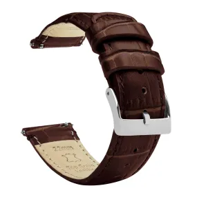 Fossil Q Coffee Brown Alligator Grain Leather Watch Band