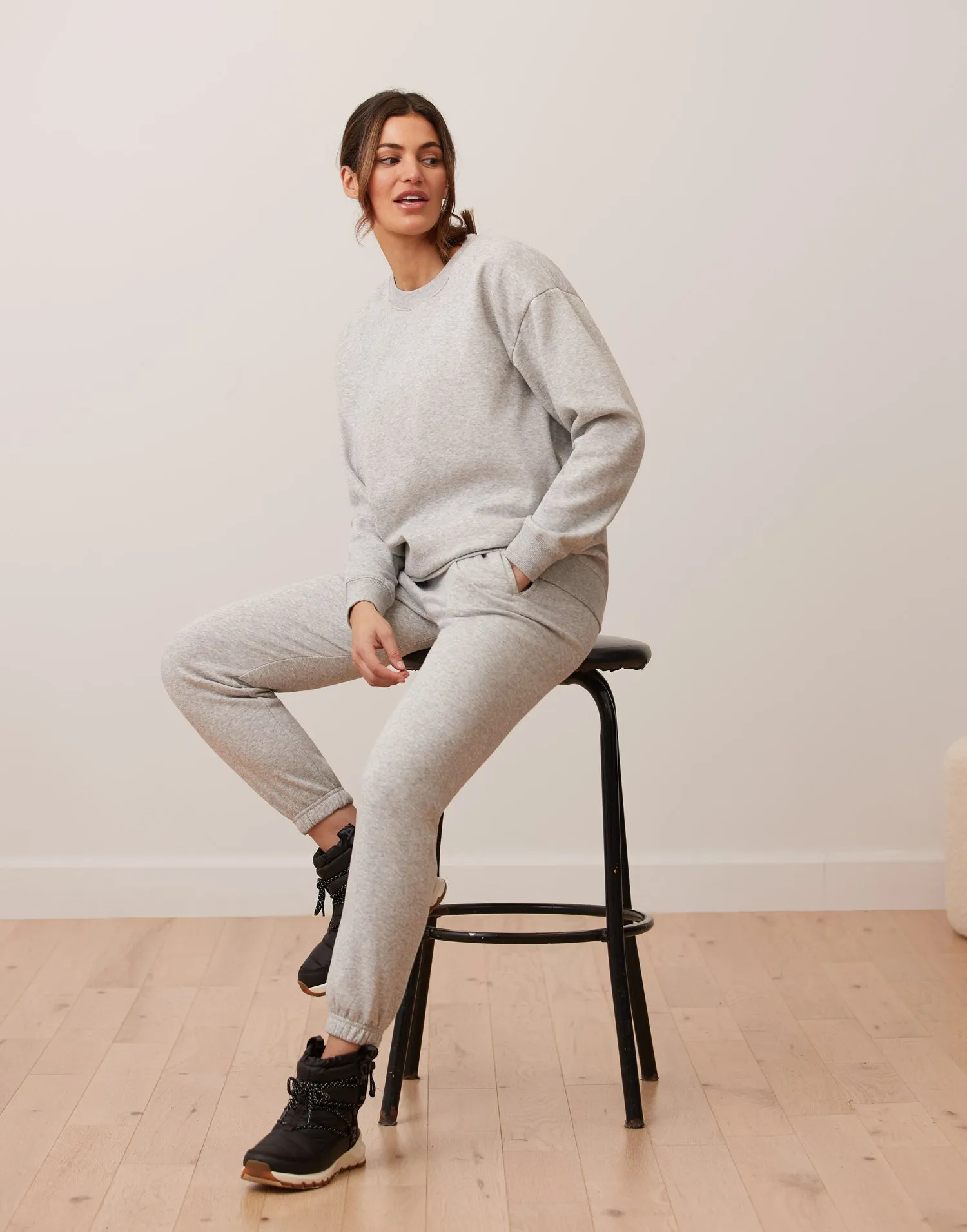 OVERSIZED CREW NECK SWEATSHIRT / GREY MIX