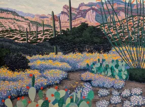 Spring in Arizona - Woodcut on Paper by artist Gordon Mortensen