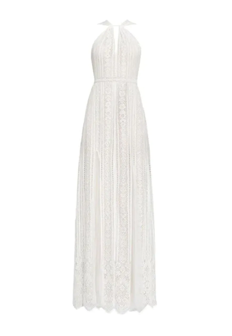 White Aloysha Halter Neck Gown